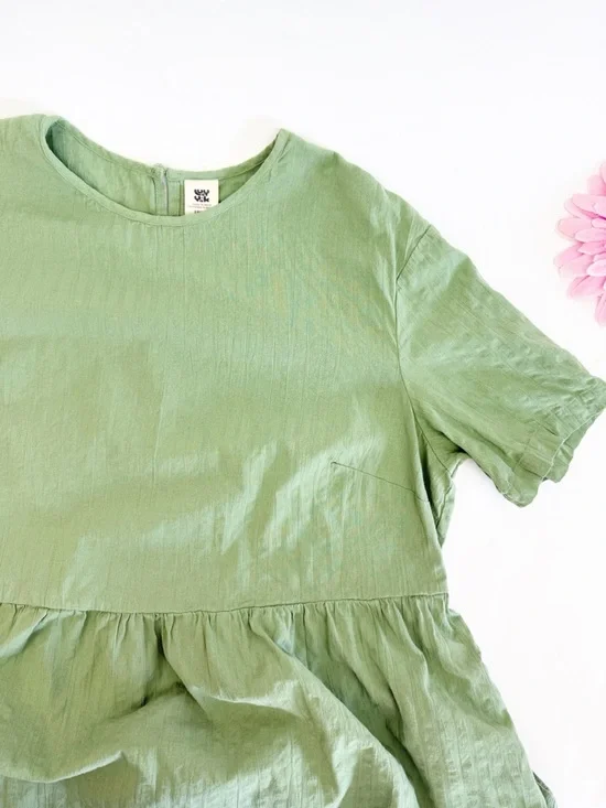 Lucy & Yak Mia Cotton Midi Dress Garland Sage Green Seersucker Lagenlook Boho - Picture 6 of 11